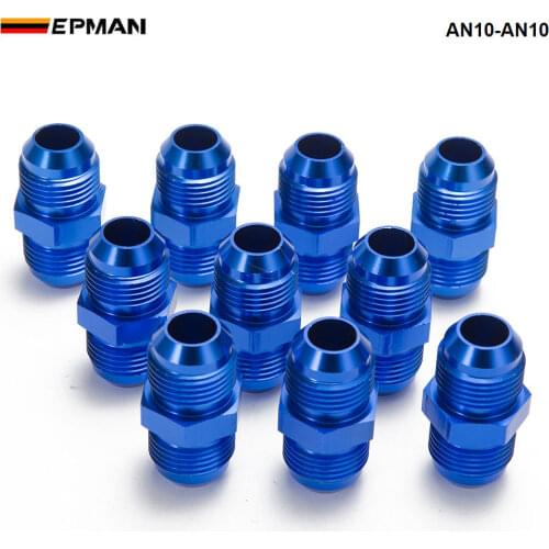 10PCS/LOT Aluminum Straight Fuel Fittings Adaptor Male Blue AN10-AN10 Thread For All Oil coole / Fuel Tank Line AN10-AN10