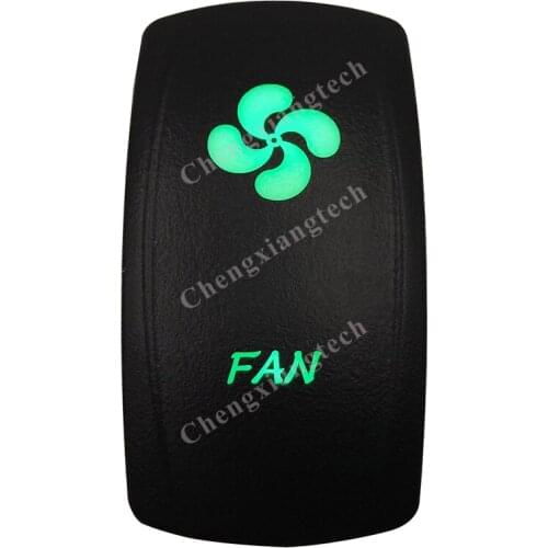 DC 12V 24V FAN Rocker Switch GREEN Led lamp 5 Pin ON/OFF SPST Waterproof IP66
