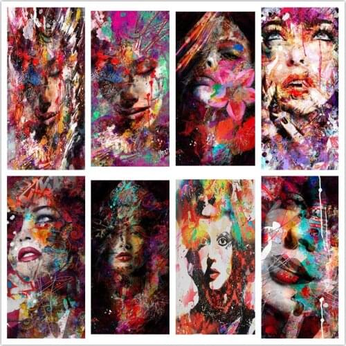 5d Diy Diamond Painting Abstract Woman Face Full Square Diamond Embroidery Pop Art Mosaic Graffiti Wall Artist Home Decoration