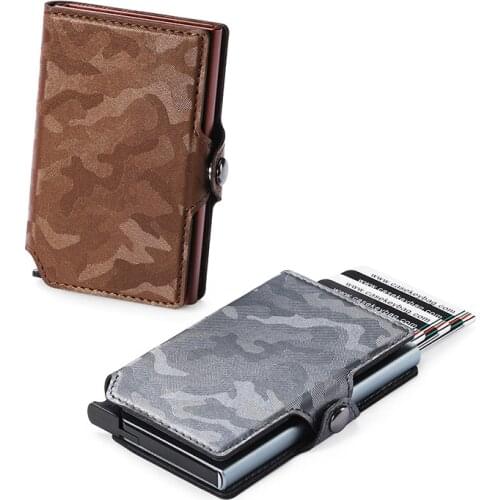 ZOVYVOL 2021 Automatic Bounce Bank Card PU Camouflage Fashion Mens Small Wallet Smart Case Bag Card Holder Metal Box Button New