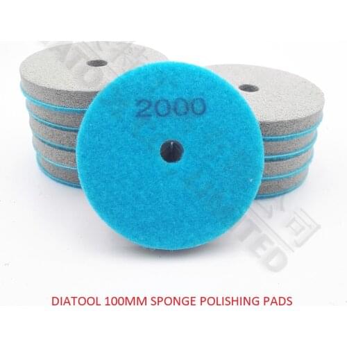 DIATOOL 10pcs 100MM Sponge Diamond Polishing Pads for marble soft Stone Grit2000 New type sanding discs Wet sanding discs