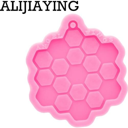 DY0738 Glossy Honeycomb Silicone Mold, Shiny keychain mold , Resin Pendant Mould for Epoxy Jewelry Making DIY Crafts