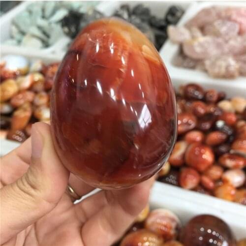 Hot! new arrivals pretty natural red agate gemstone egg reiki healing shaped quartz massage crystal as gift