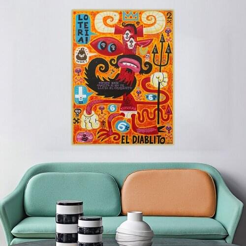 Holover Canvas Oil Painting Jorge Gutierrez"Eldiablito"American Pop Art Mexican folklore Aesthetic Wall Home Interior Decoration