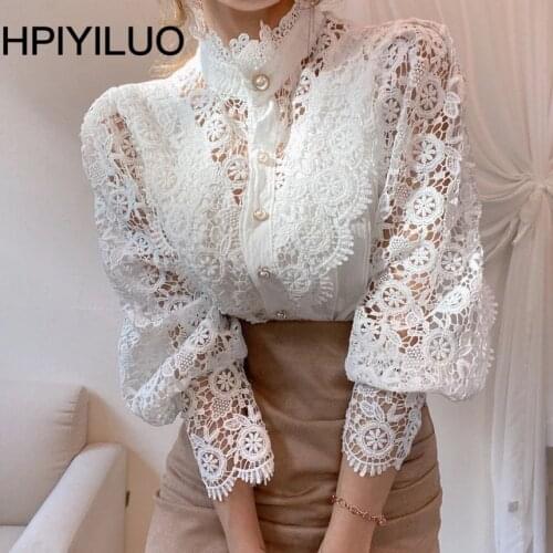 HPIYILUO Stand-up Collar Blouses