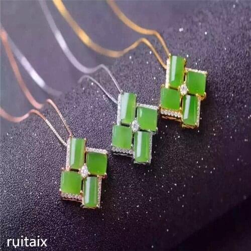 KJJEAXCMY boutique jewels S925 Pure silver inlay natural jasper female style pendant + necklace, collarbone chain, water drop c