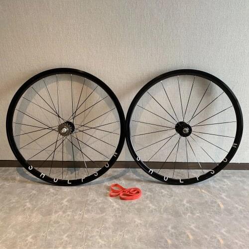 Legend Flat Spokes Bicycle Wheelset Fixed Gear Racing Wheel Aluminuim Alloy Front 20H Rear 24H Rim Width 23mm V Brake