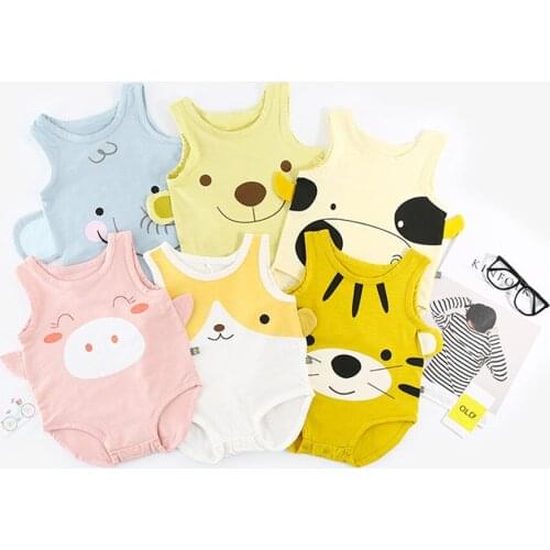 Newborn Baby Girls Boys Clothes Cotton Infant Summer Cute Cartoon Animal Baby Vest Jumpsuit Romper Toddler Kids Clothing