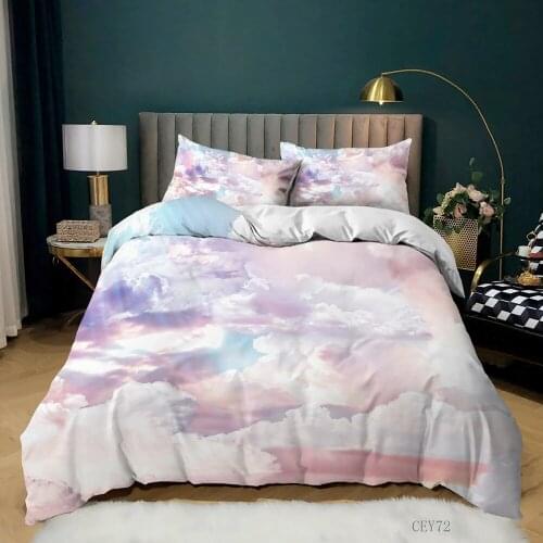 3D Print Soft Pillowcase Duvet Cover Colorful Clouds Bedding Set Bedroom Home Decor Fashion Bed Set Custom Queen King Single