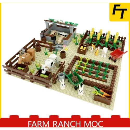Small Particle Building Block Cow Pig Shed Corn Field Compatible with MOC DIY Mininatures Model Creative Gift Bricks Kid Toys