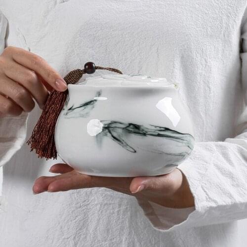 Tea Caddy Ceramic Sealed Can Large Kung Fu Tea Set Tea Package Box Ceramic Pot Tea Tins Ceramic Container Tea Storage Tea Jar