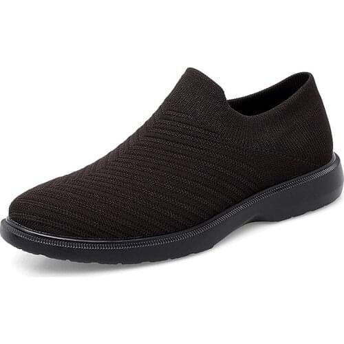 Men Casual Sock Shoes Flat Outdoor Fashion Slip On Summer Spring Knit Sneakers Male Non-Slip Work Breathable Plus Size 39-48