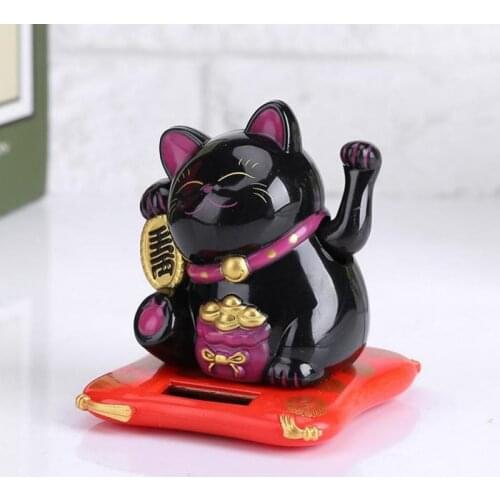 Solar Powered Maneki Neko Wealth Shaking Hands Lucky Cat Beckoning Fortune Cute Cat For Home Car Hotel Restaurant Decoration