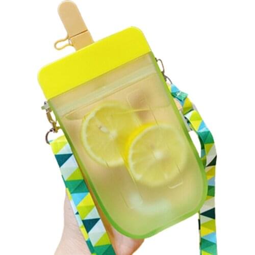 Cute Water Bottles with Straws Creative Kawaii Straw Cups BPA Free Transparent Juice Drinking Jug Multi-Colored