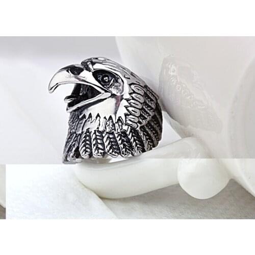 Mens Black Vintage Eagle 316L Stainless Steel Rings Punk Styles Fashionable Jewelry