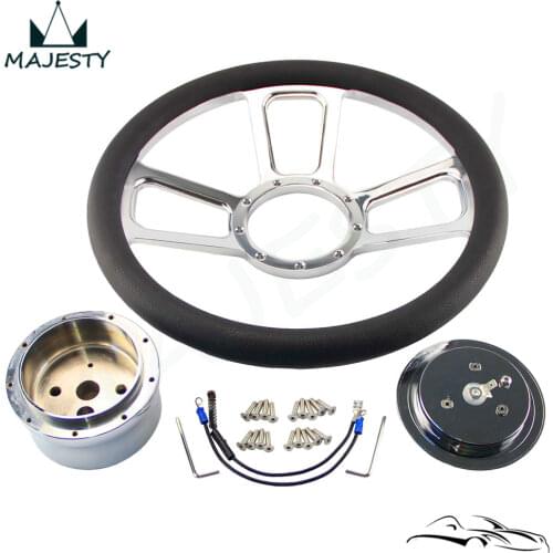 14" 9-Bolt Nova Style Half Wrap PVC Steering Wheel +Adapter w/Horn For G M CHEVY