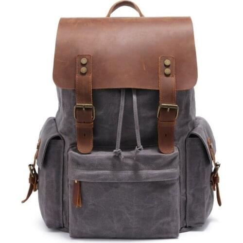 New Vintage Canvas Men Backpack Backpack Fashion Casual Mens Bag Multifunction Leather Laptop Bag Portable Durable Travel Bag