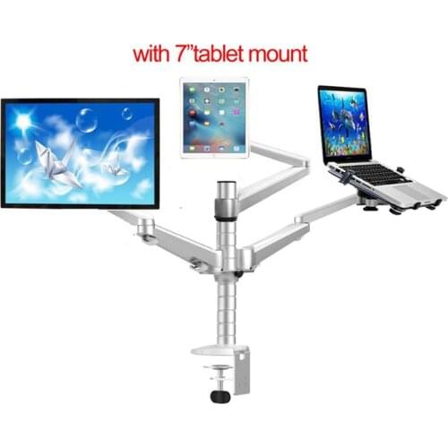 OA-14X Multimedia Desktop Dual Arm 10"-25" LCD Monior stand mount+ Laptop Holder Stand +10" tablet mount+keyboard tray bracket