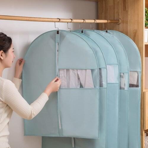 Clothes Dust Cover Household Clothing Coat non-woven Suit Cover Bedroom Clothes Hanging Bag Adult Child Style Moisture-proof