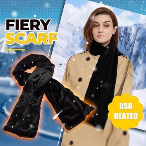 Fiery Scarf Winter Scarf Heated Scarf USB Women Heating Scarf Couple Scarf Neckerchief Plush Collar Scarves velvet Cosy Warm