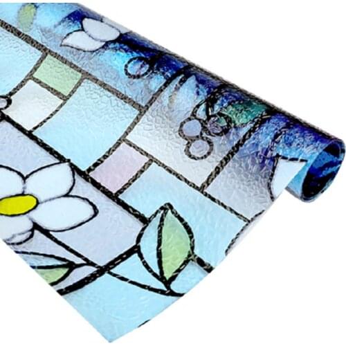 White Flower Pattern Window Film Static Cling Privacy Protection Stained Embossing Reusable Removable Glass Cover Drop-Shipping