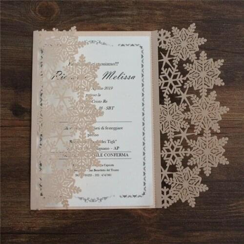 Nude pink invitation card snowflake Merry Christmas bridal shower invites Winter wedding cards personalized design 50pcs
