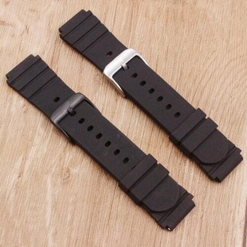 Watch Accessories Silicone Strap for Lumenos Mens Military Watch 3000 3001 3901 Raised 21mm Black Mens Watch Strap