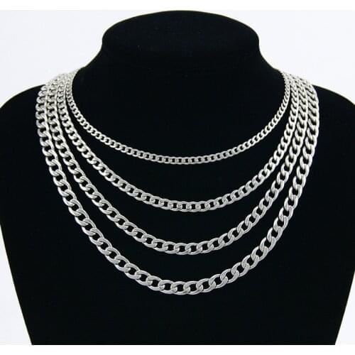 Risul Curb cuban Mens necklace Women chain punk style Sell in meter stainless steel DIY necklace jewelry 3/5/6/6.8/7.4mm