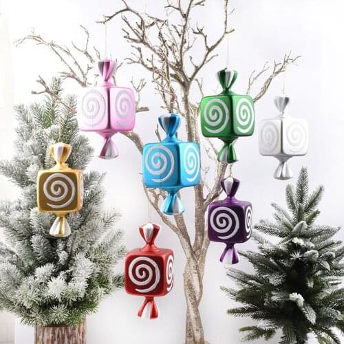 Christmas candy ornaments 20CM square electroplating painted candy scene layout decoration color props ornaments single