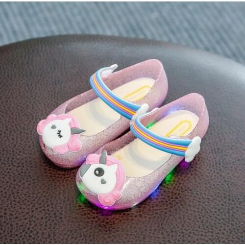 Cartoon Princess Sandals Led Light Shoes Anti-skid baby Kids Sandals Unicorn Baby Girls Sandals Jelly Shoes Childrens Shoes