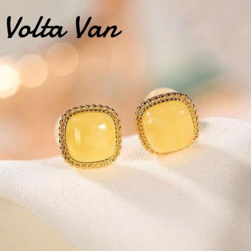 Volta Van Stud Earrings 925 Sterling Silver Fine Jewelry 2021 New Elegant Amber Beeswax Geometric Classic All-match Earrings