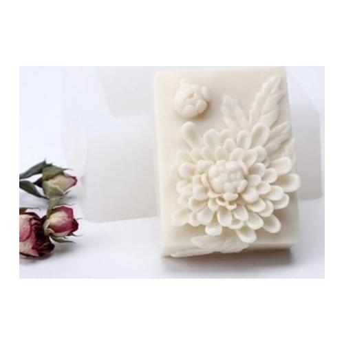 Silicone molds soap mold Rectangular chrysanthemum silicone soap molds 3d relief silica gel die handmade flowers Aroma stone