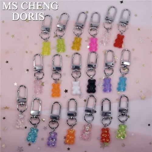 Candy Color Cute Bear Keychain Ring Pendant Girls Kids Men Women Couple Key Holder Bag Pendant Gift Wholesale