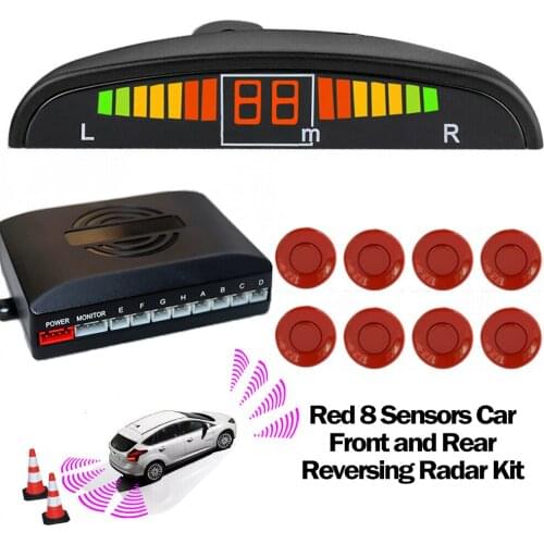Parking Sensor System Front Rear 8 Sensor LED Display Buzzer Alarm Blind Spot Detection Reversing Radder Kit For Car SUV Van