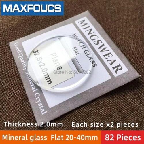 Table glass mineral glass Flat thickness 2.0 mm diameter 20 mm ~ 40mm Crystal Transparent , Each size x 2 , A total of 82 pi