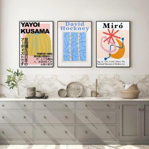 Yayoi Kusama Poster Exhibition Posters and Prints Artwork Wall Art Pictures Museum Canvas Painting for Living Room Home Decor