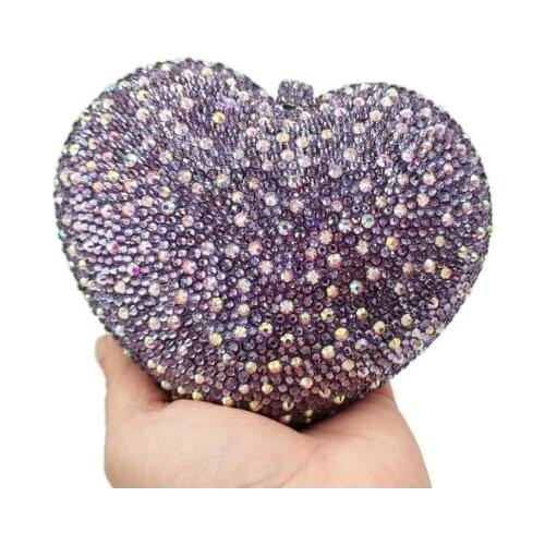 XIYUAN Silver Crystal Women Evening Bag Female Wedding Bride Purse Party Prom Day Clutch Handbag Lady Clutch Bag Purple Clutches