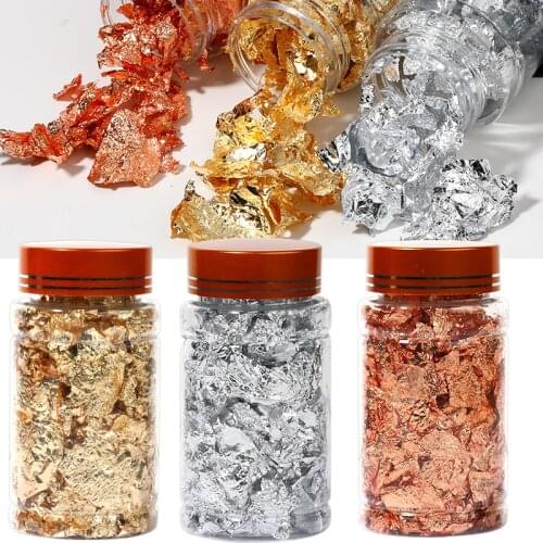 1 Set Gold Silver Nail Foil Stickers Imitaition Nail Art Foil Papers Metallic Foil Flakes Leaf For Nail Art Slices Pieces Decals