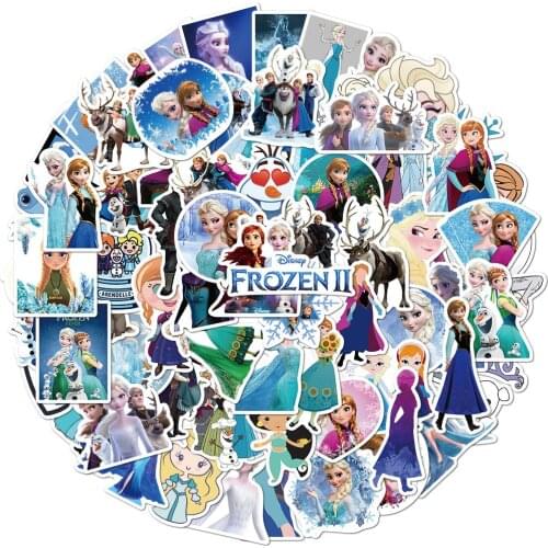 10/50/100 Pcs/Set Frozen 2 Stickers Princess Elsa Graffiti Sticker For Kids On Skateboard Laptop Suitcase Bike