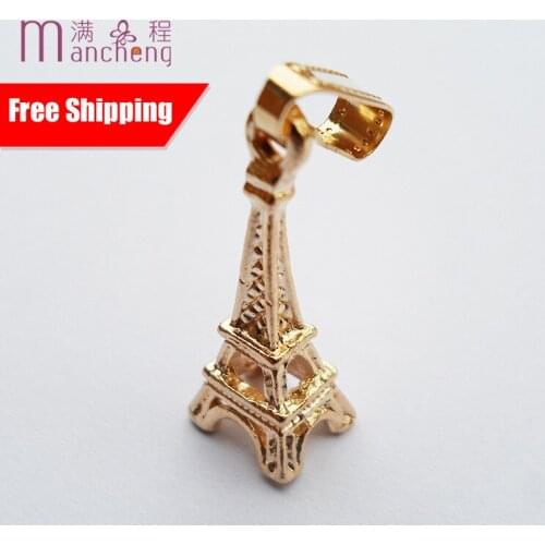 10PCS/sets zinc alloy gold color tower pendant,cheap Eiffel Tower pendant,Good quality Gold-color Eiffel Tower pendant jewelry