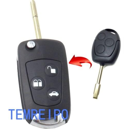10pcs/lot Modified Flip Key Shell Blank Fit for FORD Focus Remote Key Fob 3 Button Uncut Blade