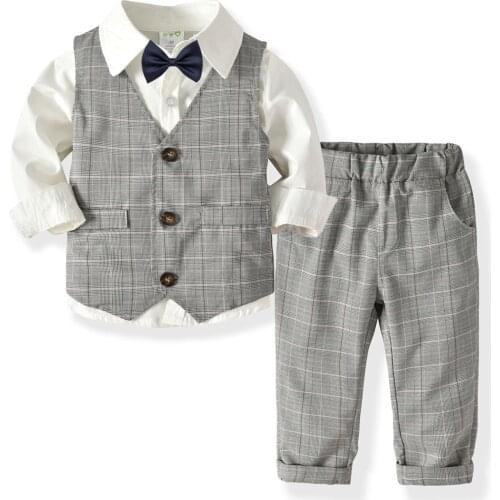 3PCS Toddler Kids Baby Boys Clothes Winter Baby Boys Sets Bowtie Gentleman Vest T-Shirt Pants Party Clothes Set Baby Boys Outfit