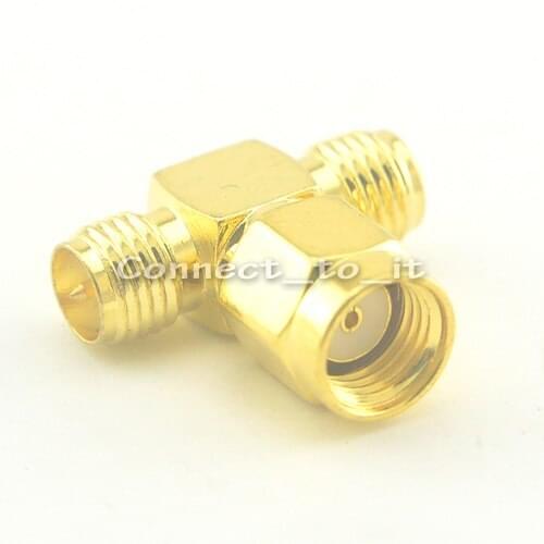 50PCS SMA Adapter Reverse SMA Plug Male to 2 Reverse SMA Jack Female Adapter 3 way Connector adapter