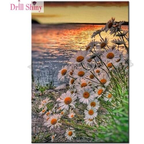 New needlework diamond embroidery Flowers by the lake diamond painting cross stitch square Rhinestone mosaic home decor crafts