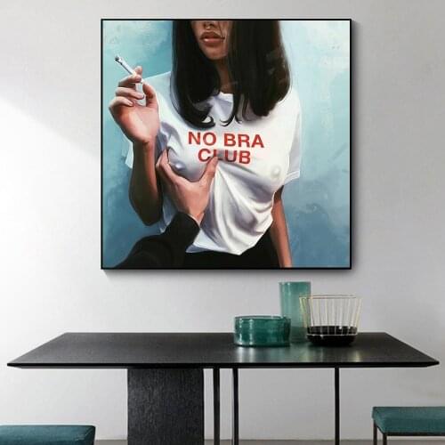 No Bra Club Girl Canvas Paintings on The Wall Art Posters and Prints Modern Bad Girls Wall Pictures for Living Room Decor