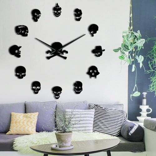 Various Skull Heads Decorative DIY Frameless Mute Large Wall Clock Dead Skeleton Cranium Novelty Gift Custom Big Wall Watch