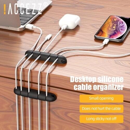 !ACCEZZ Cable Organizer Flexible Wire Winder Silicone USB Cable Management Clips For Earphone Keyboard Mouse Cord Storage Winder