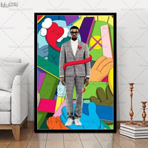Art Poster Kanye West Rapper Singer Wall Pictures Prints Canvas Painting for Living Room Home Decor