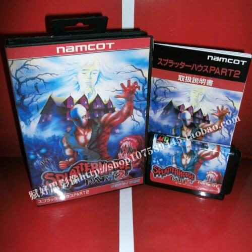 Sega MD game - Splatterhouse part 2 with Box and Manual for 16 bit Sega MD game Cartridge Megadrive Genesis system