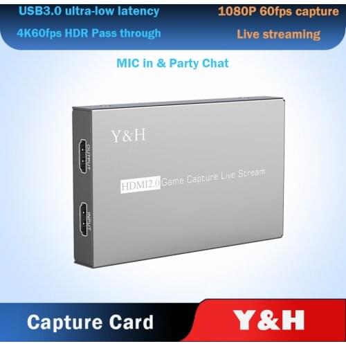 Y&H 4K HDR HDMI2.0 Game Capture Card USB3.0 Video Record and Live Streaming 1080P 60fps with Record Party Chat ezcap269